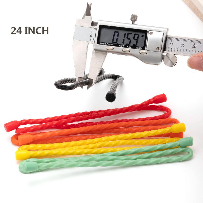 Gesipor 5 Pcs 24-Inch Silicone Cable Ties Steel-Core Reusable Rubber Twist Ties Bendable Cable Ties For Bundling And Holding, All Purpose Cord Tie For Indoor And Outdoor (5 Colors) - Image 3